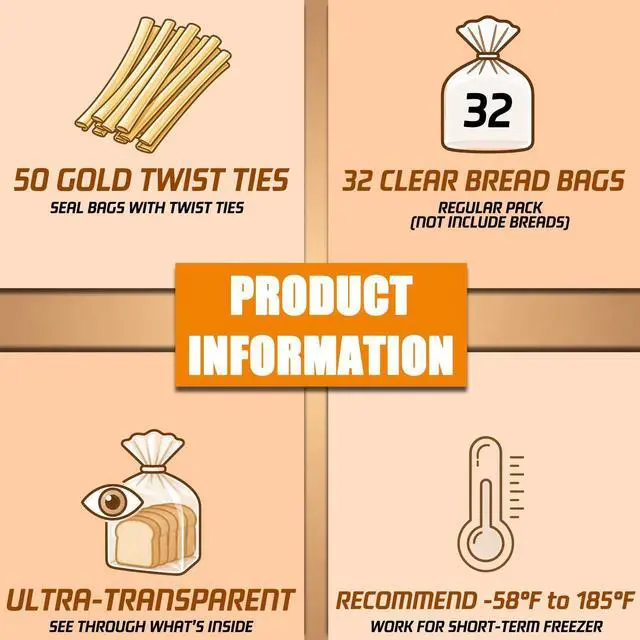 Alt view image 6 of 7 - 32 Clear Bread Bags With 50 Ties, Zero BPA, Easy Open, for Homemade Bread Sourdough, Plastic Storage Bags, for |a Loaf, Sandwich, Cookies, Pans, Loaves, Give as Gift, Short-Term Freezer|
