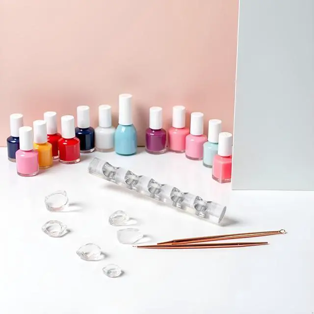 Alt view image 6 of 7 - Holder Nail Art Acrylic Simple Transparent Pen Brush Stand Brush Rest Brush Rest for 5 Nail Pens Gel Nails Nail Tools Nail Supplies Stylish Useful Nail Art and Polish