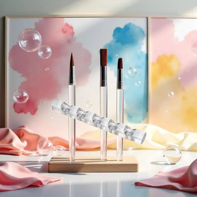 Alt view image 7 of 7 - Holder Nail Art Acrylic Simple Transparent Pen Brush Stand Brush Rest Brush Rest for 5 Nail Pens Gel Nails Nail Tools Nail Supplies Stylish Useful Nail Art and Polish