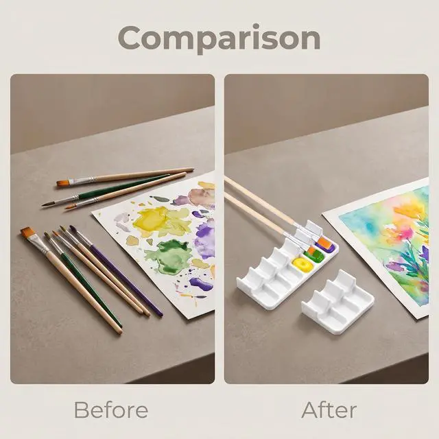Alt view image 7 of 7 - Heclia 6 Slots Paint Brush Holder Watercolor Acrylic Painting Supplies | 2 Pack Artist Brush Holder, Portable Paintbrush Storage, Caddy Organizer Stands, for Oil, Painting Accessories