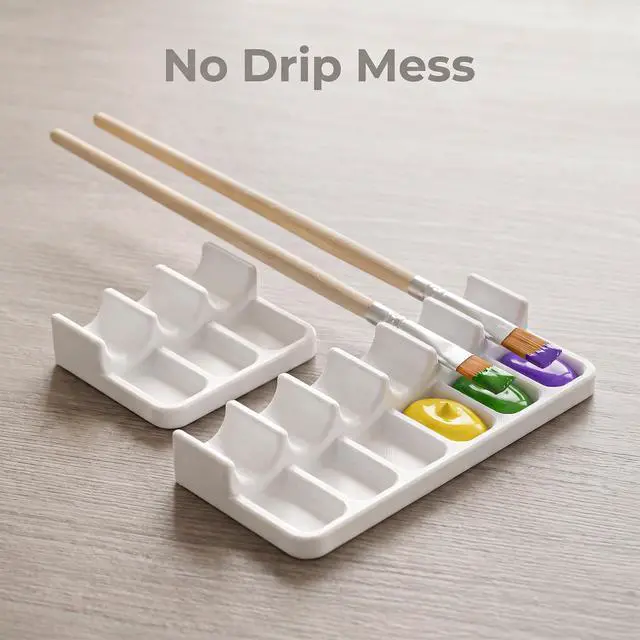 Alt view image 4 of 7 - Heclia 6 Slots Paint Brush Holder Watercolor Acrylic Painting Supplies | 2 Pack Artist Brush Holder, Portable Paintbrush Storage, Caddy Organizer Stands, for Oil, Painting Accessories