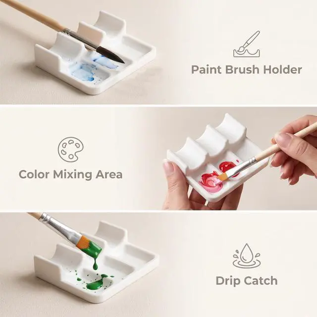 Alt view image 5 of 7 - Heclia 6 Slots Paint Brush Holder Watercolor Acrylic Painting Supplies | 2 Pack Artist Brush Holder, Portable Paintbrush Storage, Caddy Organizer Stands, for Oil, Painting Accessories