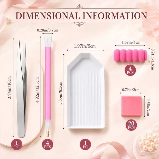Alt view image 2 of 7 - 30 PCS Rhinestone Picker Tool Diamond Art Painting Accessories | Set includes Diamond Art Pens, Sleeves, Tweezers, Clay and Storage Tray, Suitable for DIY Nail Art Craft Crystals Charms