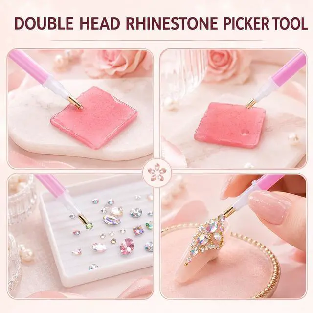 Alt view image 5 of 7 - 30 PCS Rhinestone Picker Tool Diamond Art Painting Accessories | Set includes Diamond Art Pens, Sleeves, Tweezers, Clay and Storage Tray, Suitable for DIY Nail Art Craft Crystals Charms