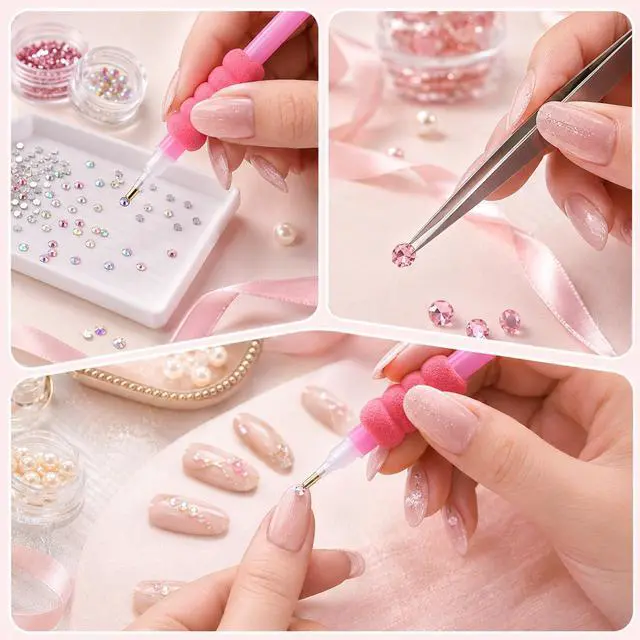 Alt view image 7 of 7 - 30 PCS Rhinestone Picker Tool Diamond Art Painting Accessories | Set includes Diamond Art Pens, Sleeves, Tweezers, Clay and Storage Tray, Suitable for DIY Nail Art Craft Crystals Charms