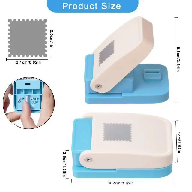 Alt view image 2 of 7 - 1X0.8inch Stamp Puncher, Rectangular Postage Stamp, Silver | Stamps Shaped Cutter Lever Action Stamp Punches for Crafting Scrapbooking DIY Card Making Arts Crafts Supplies