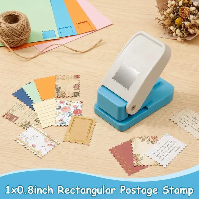 Alt view image 3 of 7 - 1X0.8inch Stamp Puncher, Rectangular Postage Stamp, Silver | Stamps Shaped Cutter Lever Action Stamp Punches for Crafting Scrapbooking DIY Card Making Arts Crafts Supplies