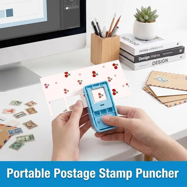 Alt view image 6 of 7 - 1X0.8inch Stamp Puncher, Rectangular Postage Stamp, Silver | Stamps Shaped Cutter Lever Action Stamp Punches for Crafting Scrapbooking DIY Card Making Arts Crafts Supplies