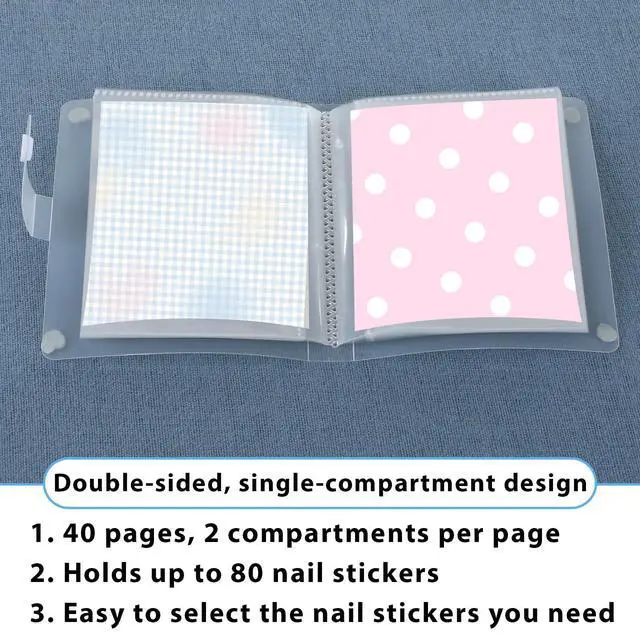Alt view image 3 of 7 - 80 Slots Nail Art Sticker Storage Book Artistic Sticker Album Organizer Empty Nail Decals Collecting Album Binder Empty Display Book DIY Nails Arts Supplies Display Holder Organizer Tools Stickers Hol
