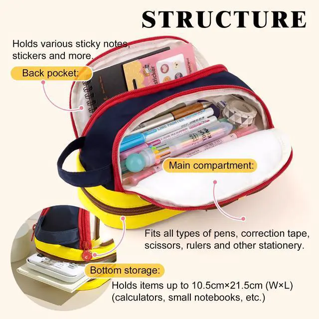 Alt view image 2 of 6 - CICIMELON Large Capacity Pencil Case, Cute Aesthetic Pencil Pouch with 3 Compartments, Big Pencil Bag Organizer for School Supplies, Pen Holder for Kids, Girls, Boys, Students