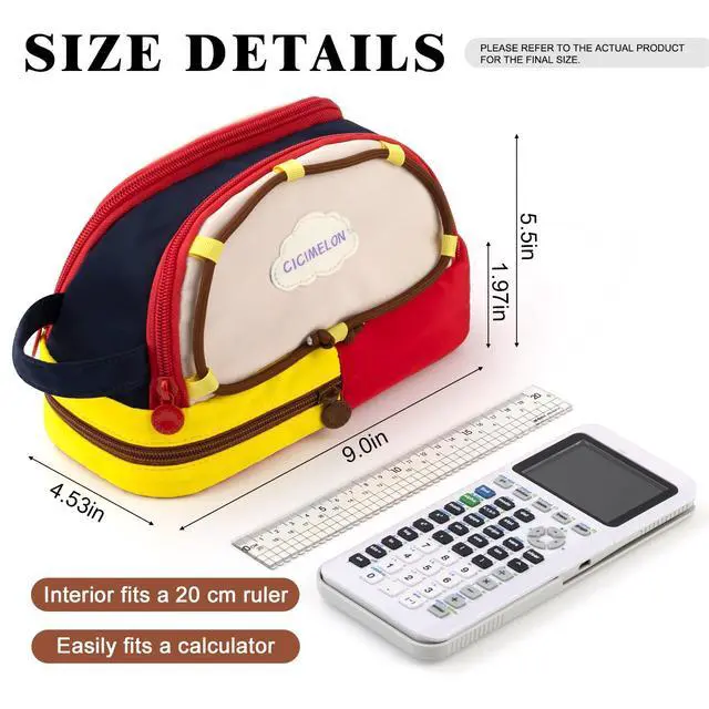 Alt view image 4 of 6 - CICIMELON Large Capacity Pencil Case, Cute Aesthetic Pencil Pouch with 3 Compartments, Big Pencil Bag Organizer for School Supplies, Pen Holder for Kids, Girls, Boys, Students