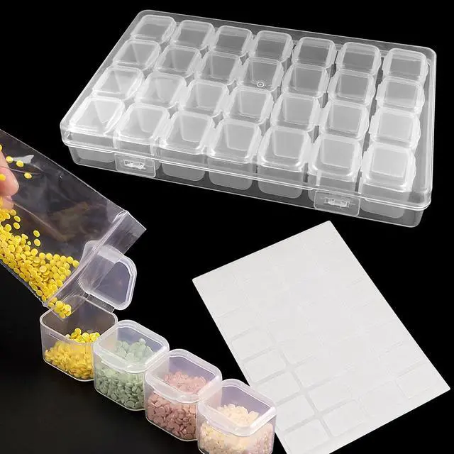 Alt view image 3 of 7 - 1 Pack,28 Grids, Painting Bead Storage Containers, Arts Crafts Storage Boxes, Includes Label Sticker (1)