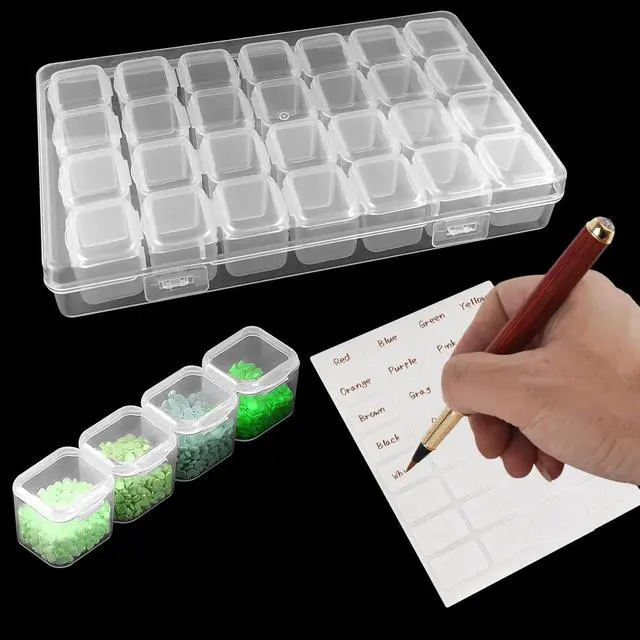Alt view image 4 of 7 - 1 Pack,28 Grids, Painting Bead Storage Containers, Arts Crafts Storage Boxes, Includes Label Sticker (1)