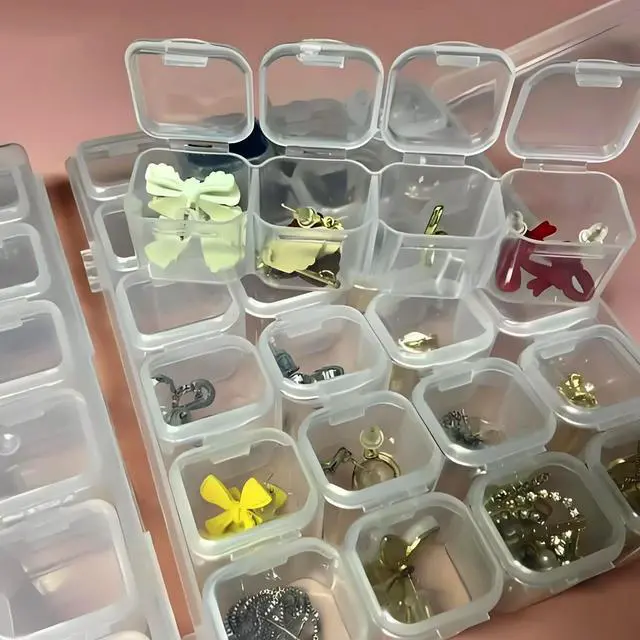 Alt view image 6 of 7 - 1 Pack,28 Grids, Painting Bead Storage Containers, Arts Crafts Storage Boxes, Includes Label Sticker (1)