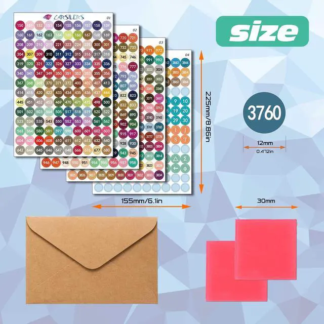 Alt view image 3 of 6 - Label Stickers for Diamond Art Storage Kits Boxes,576 Color Number Letters Symbols StickersCross Stitch Supplies Diamond Painting Accessories with Blank Label and WaxRound1 Set