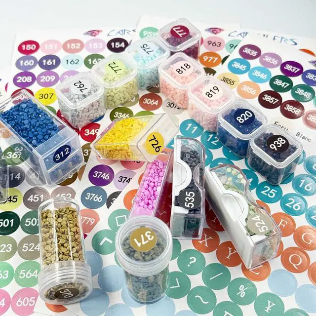 Alt view image 5 of 6 - Label Stickers for Diamond Art Storage Kits Boxes,576 Color Number Letters Symbols StickersCross Stitch Supplies Diamond Painting Accessories with Blank Label and WaxRound1 Set