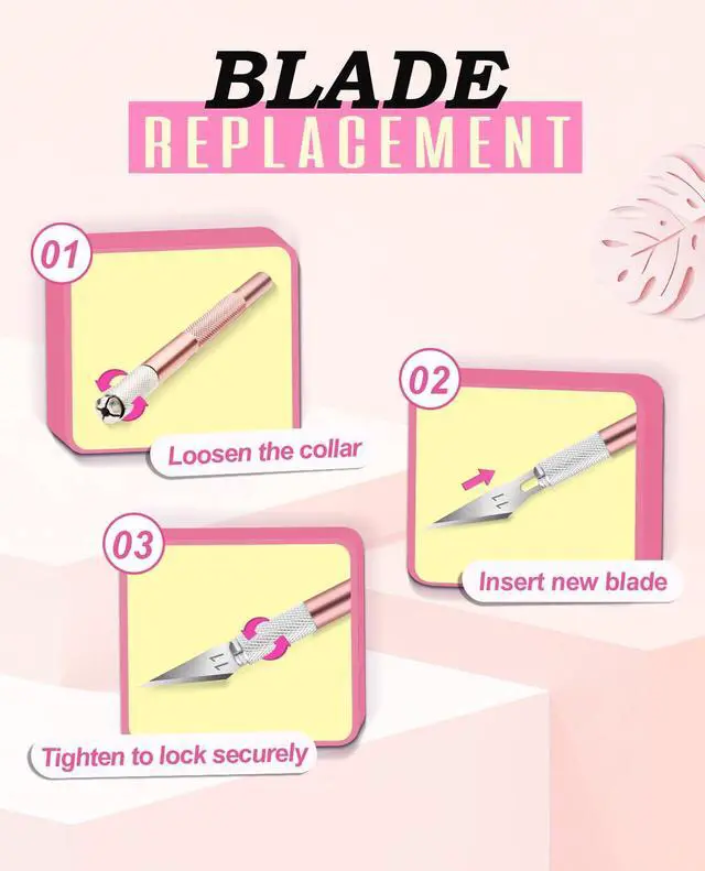Alt view image 6 of 7 - Exacto Knife Set with 10 Extra #11 Blades, 6-Inch Metal Ruler, Pink | Exacto Knife for Crafting, Art, Scrapbooking & Stencil Projects, Hobby Knife Set for Artists & Students