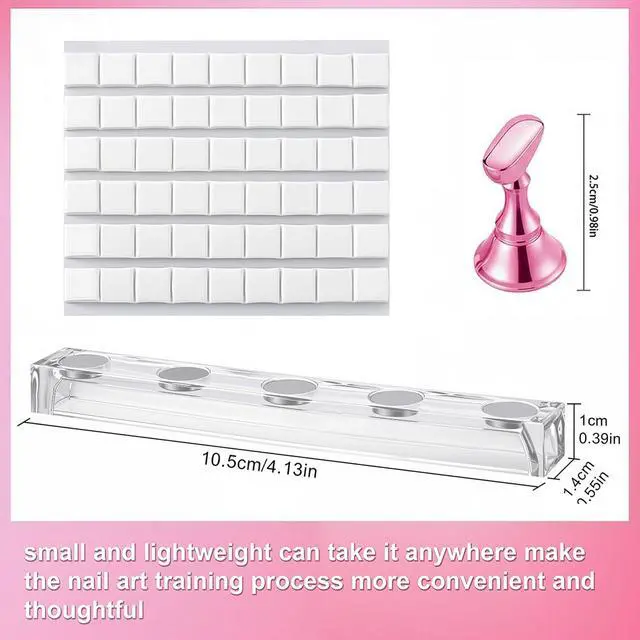Alt view image 5 of 7 - Nail Stands Acrylic Nail Art,Press on Nail Stand Magnetic Nail Tips Practice Holder 54 Pcs Reusable Adhesive Putty for DIY Painting(Pink