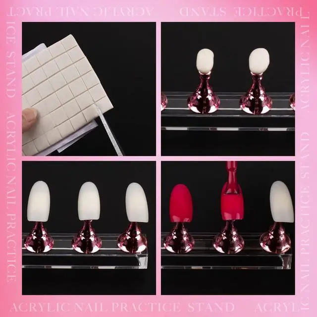 Alt view image 7 of 7 - Nail Stands Acrylic Nail Art,Press on Nail Stand Magnetic Nail Tips Practice Holder 54 Pcs Reusable Adhesive Putty for DIY Painting(Pink
