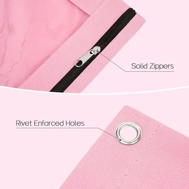 Alt view image 5 of 7 - Pencil Pouch for 3 Ring Binder, 2 Pack Binder Pencil Pouch | Pencil Bags with Clear Window, Zipper & Reinforced Grommets, Pencil Case for Binder Pink & Grey