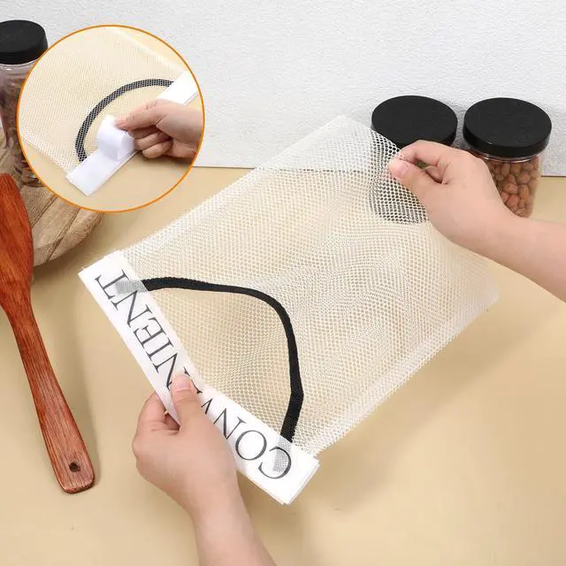 Alt view image 7 of 7 - 2 Pcs Grocery Bag Holder for Plastic Bags Wall Mount Mesh Convenient Storage Organizer Reusable Plastic Bag Dispenser Net Trash Bags Dispenser for Kitchen Bathroom Bedroom