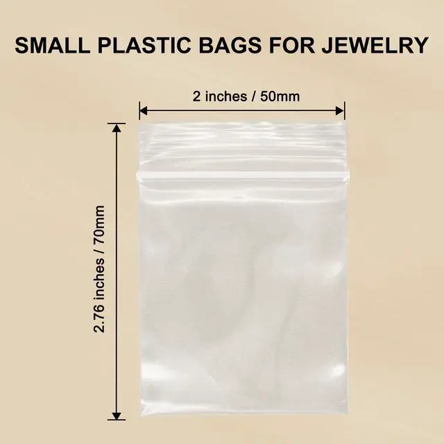 Alt view image 2 of 6 - 120 PCS Small Plastic Bags for Jewelry, 2" x 2.76" 2.4 Mil Thick | Resealable | Clear Poly Baggies | Mini Zip Bags | For Small Business, Storage, Gifts, Candy, Screws