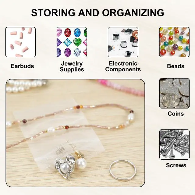 Alt view image 5 of 6 - 120 PCS Small Plastic Bags for Jewelry, 2" x 2.76" 2.4 Mil Thick | Resealable | Clear Poly Baggies | Mini Zip Bags | For Small Business, Storage, Gifts, Candy, Screws