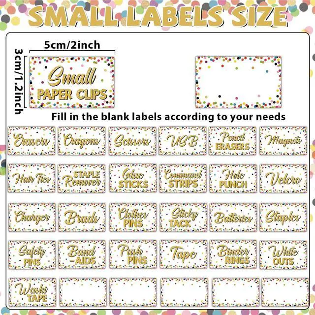 Alt view image 3 of 7 - 54Pcs Classroom Toolbox Labels Classroom Decoration Confetti Self-Adhesive Toolbox Sticker Confetti Tool Box Storage Decal Colorful Organizer Container Decor for Back to School Teacher Supplies