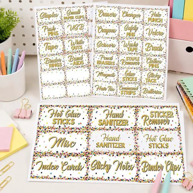 Alt view image 5 of 7 - 54Pcs Classroom Toolbox Labels Classroom Decoration Confetti Self-Adhesive Toolbox Sticker Confetti Tool Box Storage Decal Colorful Organizer Container Decor for Back to School Teacher Supplies