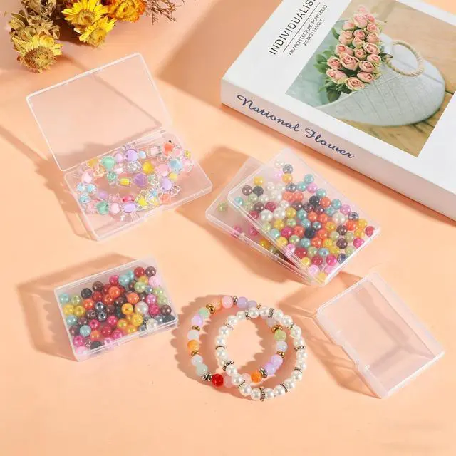 Alt view image 2 of 7 - 5Pcs Small Plastic Containers with Lids, Clear Storage Boxes for Small Items, Transparent Organizer Case for Beads Jewelry Craft Supplies, 2 Sizes