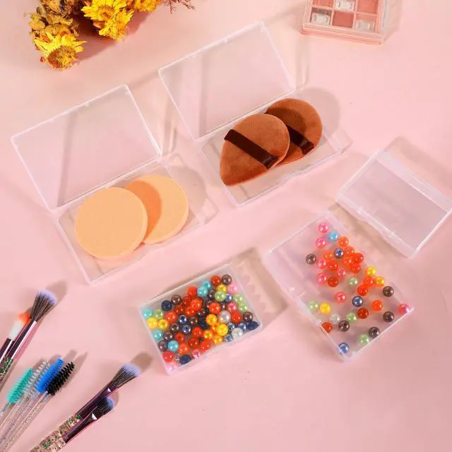 Alt view image 3 of 7 - 5Pcs Small Plastic Containers with Lids, Clear Storage Boxes for Small Items, Transparent Organizer Case for Beads Jewelry Craft Supplies, 2 Sizes
