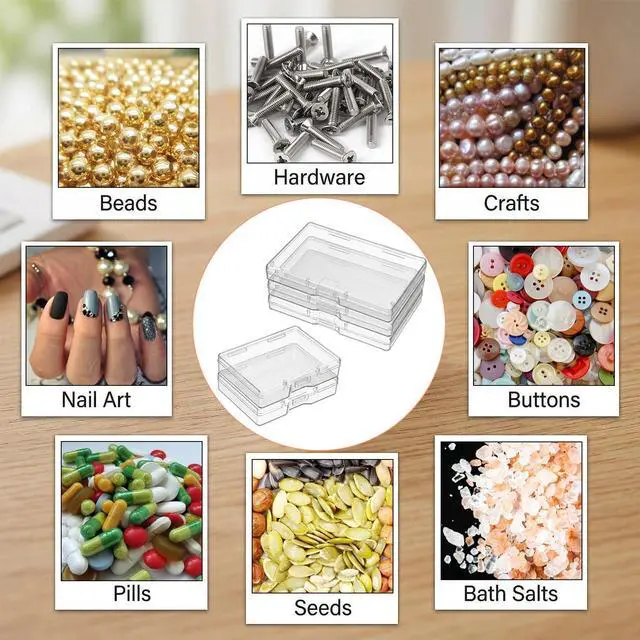 Alt view image 5 of 7 - 5Pcs Small Plastic Containers with Lids, Clear Storage Boxes for Small Items, Transparent Organizer Case for Beads Jewelry Craft Supplies, 2 Sizes
