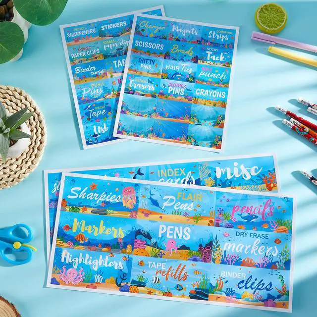 Alt view image 5 of 7 - 54 Pcs Teacher Classroom Supplies Toolbox Labels Set Ocean Theme Classroom Decorations Self-Adhesive Toolbox Stickers Under the Sea Tool Box Storage Decals Organizer Container Decor for Back to School