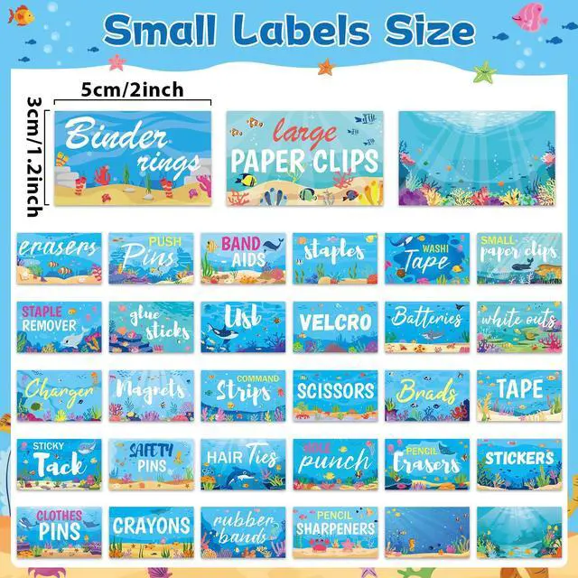 Alt view image 3 of 7 - 54 Pcs Teacher Classroom Supplies Toolbox Labels Set Ocean Theme Classroom Decorations Self-Adhesive Toolbox Stickers Under the Sea Tool Box Storage Decals Organizer Container Decor for Back to School