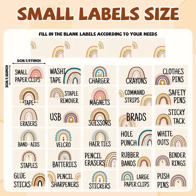 Alt view image 3 of 7 - 54Pcs Teacher Toolbox Labels Classroom Decoration Self-Adhesive Boho Rainbow Toolbox Sticker Boho Tool Box Storage Decal Rainbow Organizer Container Decor for Back to School Teacher Supplies
