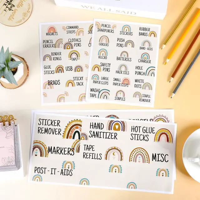 Alt view image 5 of 7 - 54Pcs Teacher Toolbox Labels Classroom Decoration Self-Adhesive Boho Rainbow Toolbox Sticker Boho Tool Box Storage Decal Rainbow Organizer Container Decor for Back to School Teacher Supplies
