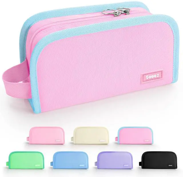 Main image of Wide Opening Pencil Pen Case, Large Capacity Zipper Pencil Pouch, Aesthetic Pencil Bag Cute School Supplies for Girls, Compact Stationery Organizer Marker Pouch Makeup Bag for Girls Adult School