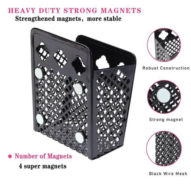Alt view image 2 of 7 - Magnetic Pencil Holder - Magnetic Locker Organizer | Pen Holder Locker Accessories for School and Office (1 Pack Black)