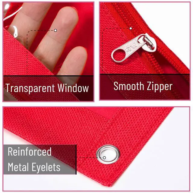 Alt view image 4 of 6 - Pencil Pouch for 3 Ring Binder, 2 Pack, 10"x6.75", Smooth Zipper | Clear Window, Large Capacity Pencil Case with 3 Reinforced Grommets for School, Office, Supplies Storage