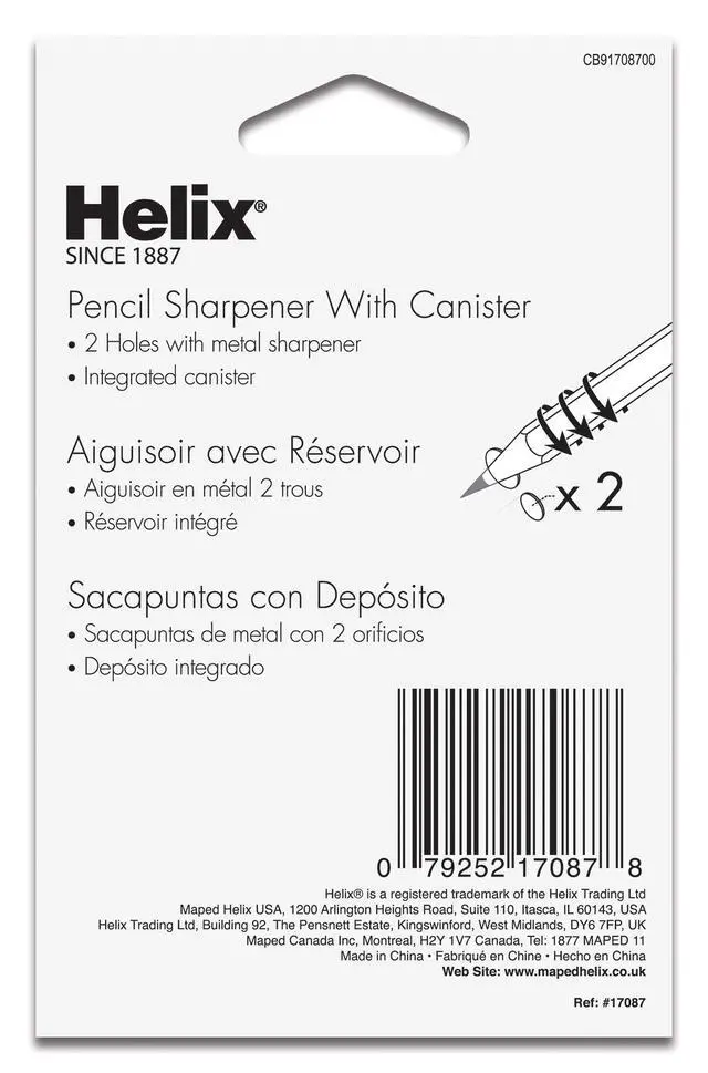 Alt view image 3 of 7 - Canister 2 Hole Pencil Sharpener, Assorted Colors (17087) | School Supplies - Office Desk Accessory - Easy to Empty Shavings - Dual Size Receptacle - For Students and Teachers