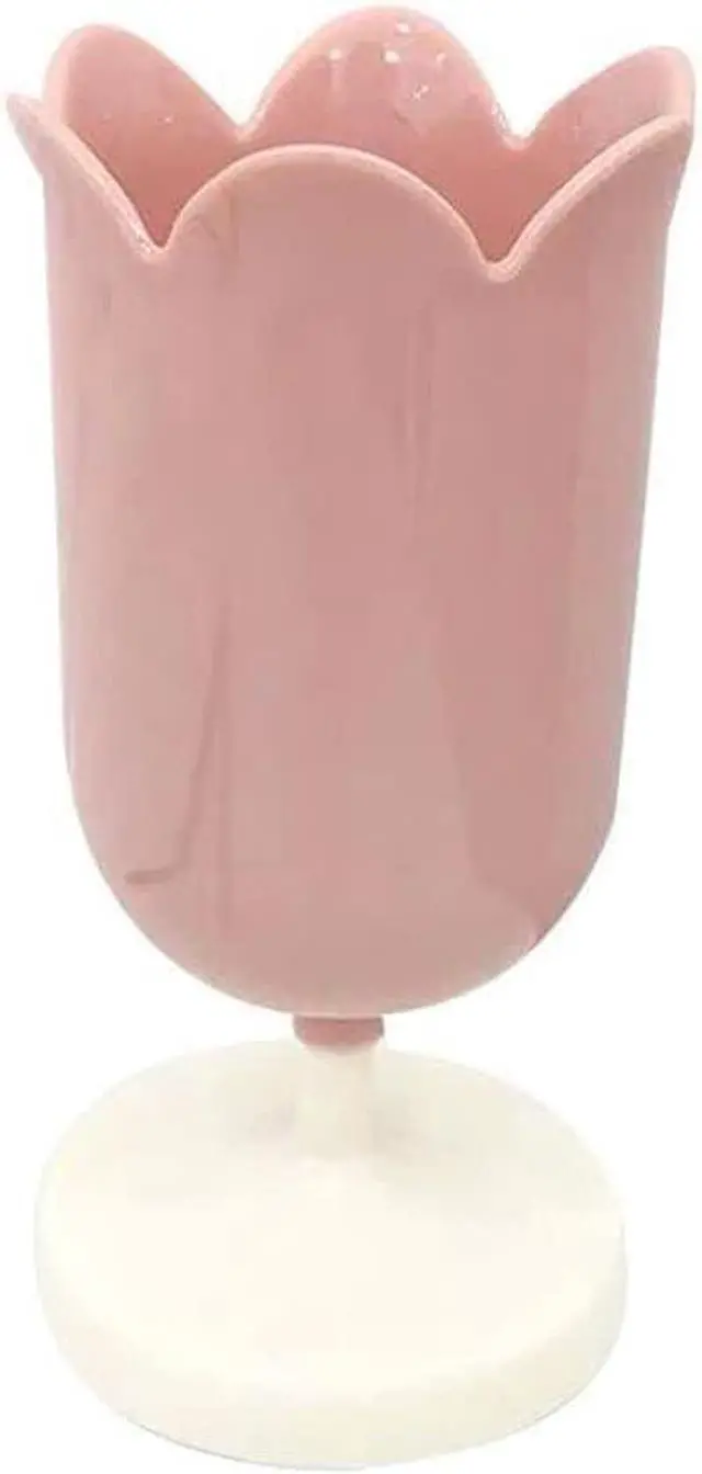 Main image of Tulip-Shaped Desk Organizer - Multifunctional Pen Cup with Cable Management for Office and School (Pink)
