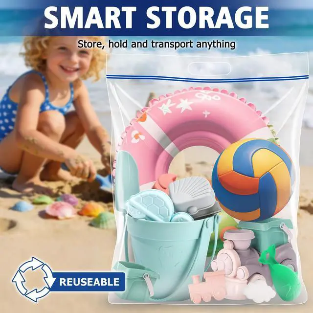 Alt view image 6 of 6 - Jumbo Heavy Duty Plastic Storage Extra Large Bags, 25 Gallon 3.5 Mil Thick Clear Zipper Bags with Handles for Home, Travel and Moving 35" x 24", 2 packs