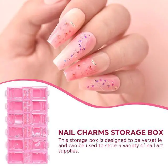 Alt view image 6 of 7 - KAZIPOP 12Grid Bead Organizer Box Mini Craft Storage Containers Boxes Rectangle Bead Holder Pink Bead Storage Containers for DIY Crafts Jewelry Earring Pills Nail Small Items, 2PCS