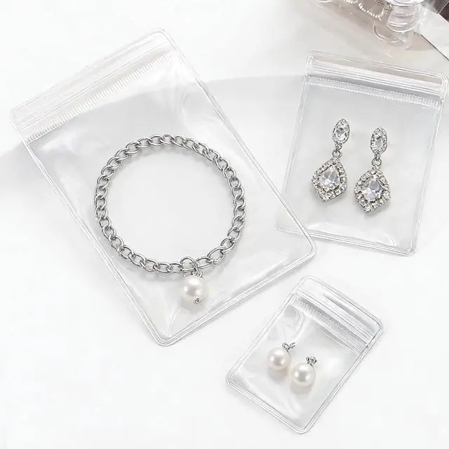 Alt view image 5 of 7 - 10 Pcs Anti-Tarnish Clear PVC Jewelry Bags 3.15"×4.72", Reusable Zip Lock Small Plastic Pouch for Beads/Rings/Earrings/Bracelets (10Pcs-3.15"×4.72")