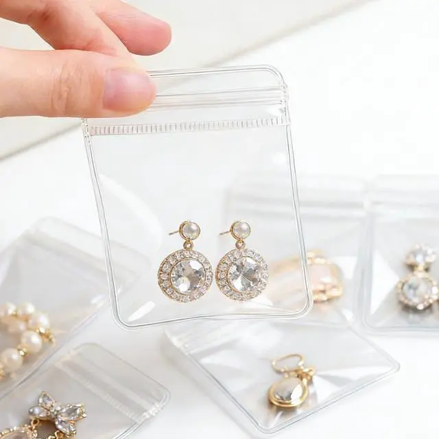 Alt view image 7 of 7 - 10 Pcs Anti-Tarnish Clear PVC Jewelry Bags 3.15"×4.72", Reusable Zip Lock Small Plastic Pouch for Beads/Rings/Earrings/Bracelets (10Pcs-3.15"×4.72")