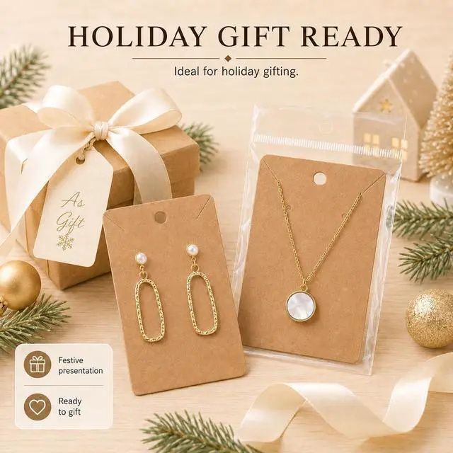 Alt view image 4 of 7 - Works Great Earring Display Cards - Well-made 3.5 x 2.4 Inches | Earring Cards with Good Paper Quality, Plus Clear Packaging Bags, for Earrings Necklace Jewelry Cards, Crafter-Approved