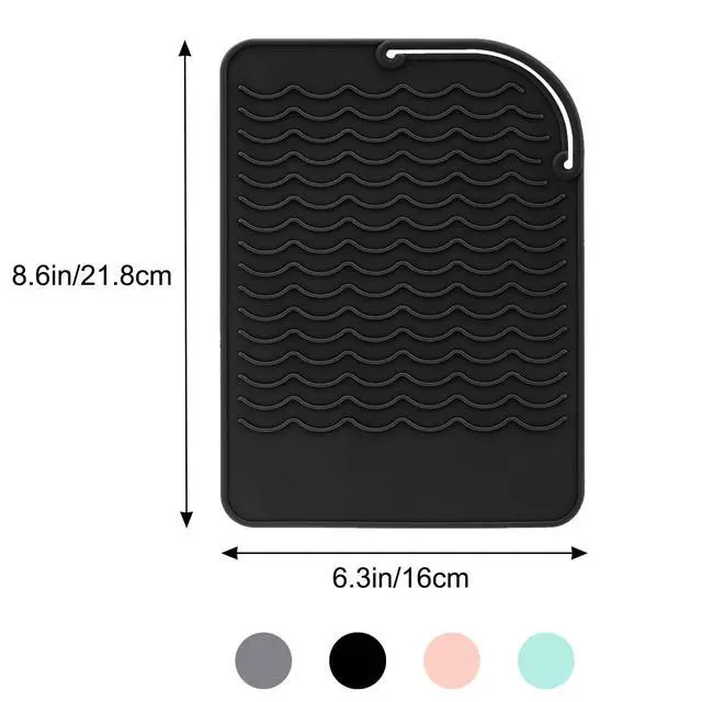 Alt view image 6 of 7 - Flat Iron Heat Resistant Silicone Mat for Curling Iron, Hair Straightener Heat Pad, Curling Iron Sleeve, Travel Case Heat Resistant and Other Hair Styling Tools, for Counter, 9 x 6.5 in, Black