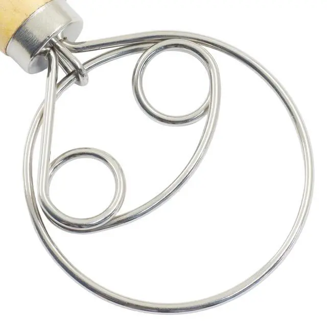 Alt view image 4 of 5 - ISDVBUY Danish Dough Whisk with Dough Cutter, 12 Inch Stainless Steel Sourdough Mixer Tool with Dual Eye Design for Sourdough, Pizza, Pastry & Cake Batter Mixing