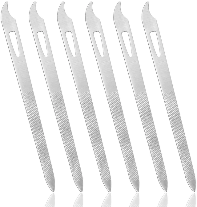 Main image of 6 Pcs Metal Nail File, Nail Cleaner, Nails Files for Natural Nails | Thin Durable Nail Filer with Cleaner Tip Manicure Pedicure Toenails Tools with Curved Sharp Pointed Tip for Natural Nails