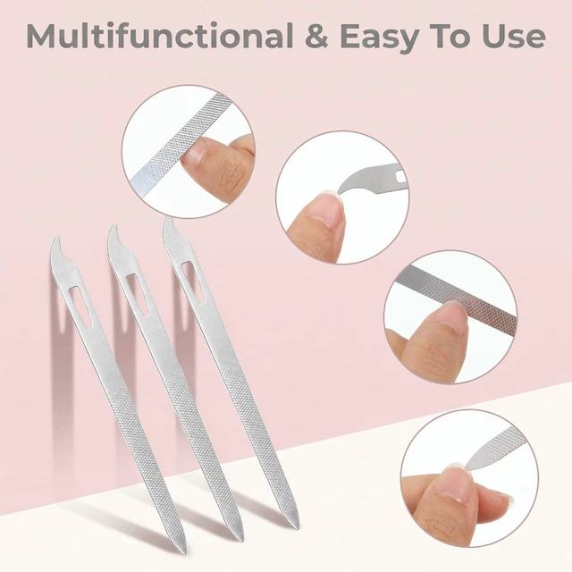 Alt view image 3 of 7 - 6 Pcs Metal Nail File, Nail Cleaner, Nails Files for Natural Nails | Thin Durable Nail Filer with Cleaner Tip Manicure Pedicure Toenails Tools with Curved Sharp Pointed Tip for Natural Nails